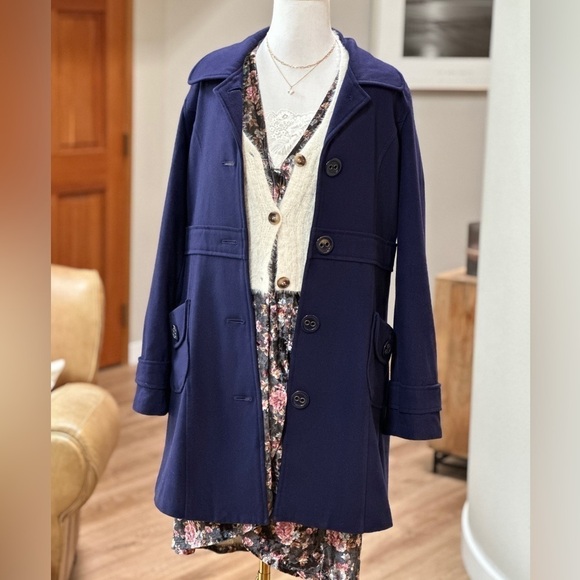 Anthropologie Jackets & Blazers - Vintage Anthropologie Tulle brand wool blend Peacoat SZ S-L